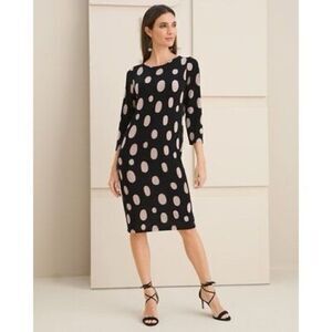 Chico’s Travelers Spotted Twist Back Knee Length Dress Women Sz 0 (4/6)